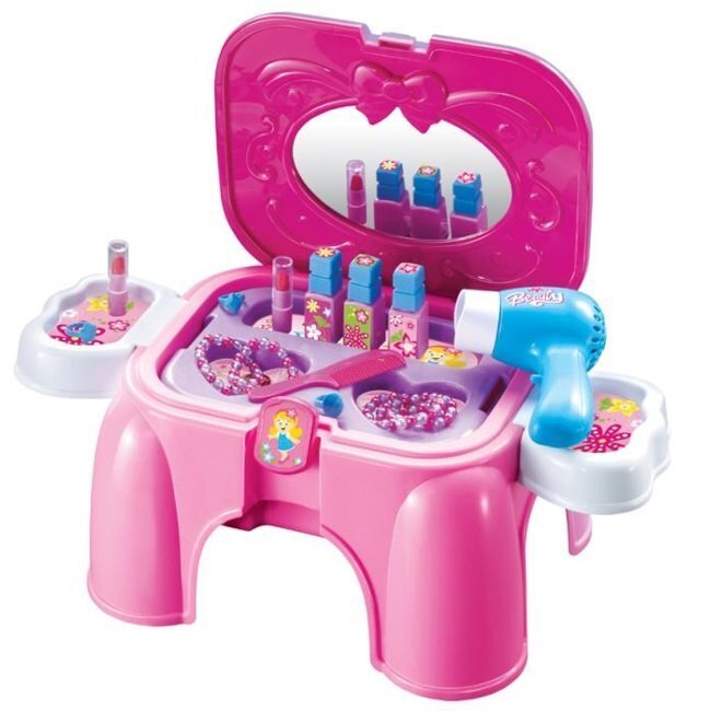 Plastica 91609 Plastic Pink Girls Beauty play set- chair (16pcs) for kids 3y+ (47x26x37cm) цена и информация | Tüdrukute mänguasjad | kaup24.ee