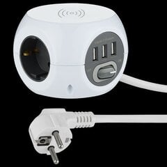 Умный удлинитель с зарядным устройством Electraline 62079, 3 розетки и 3 USB, 1.5 м цена и информация | Удлинители | kaup24.ee