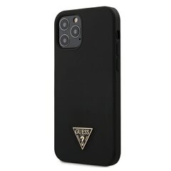 Ümbris Guess    Apple    iPhone 12/12 Pro 6.1'' Metal Triangle Silicone Cover    Black hind ja info | Telefoni kaaned, ümbrised | kaup24.ee