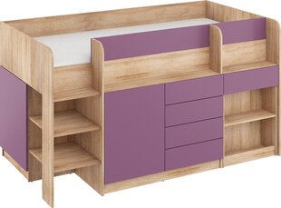 Кровать с письменным столом Smile L, цвет дуба /фиолетовый цена и информация | Детские кровати | kaup24.ee