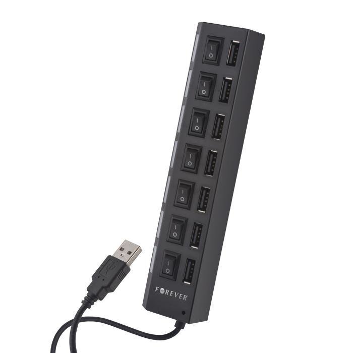 USB jagaja Forever USB Hub 7 ON/OFF nupuga цена и информация | USB jagajad, adapterid | kaup24.ee