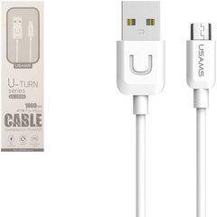 Usams U-TURN universaalne silikoon mikro-USB andme- ja laadijakaabel 1m valge hind ja info | Mobiiltelefonide kaablid | kaup24.ee