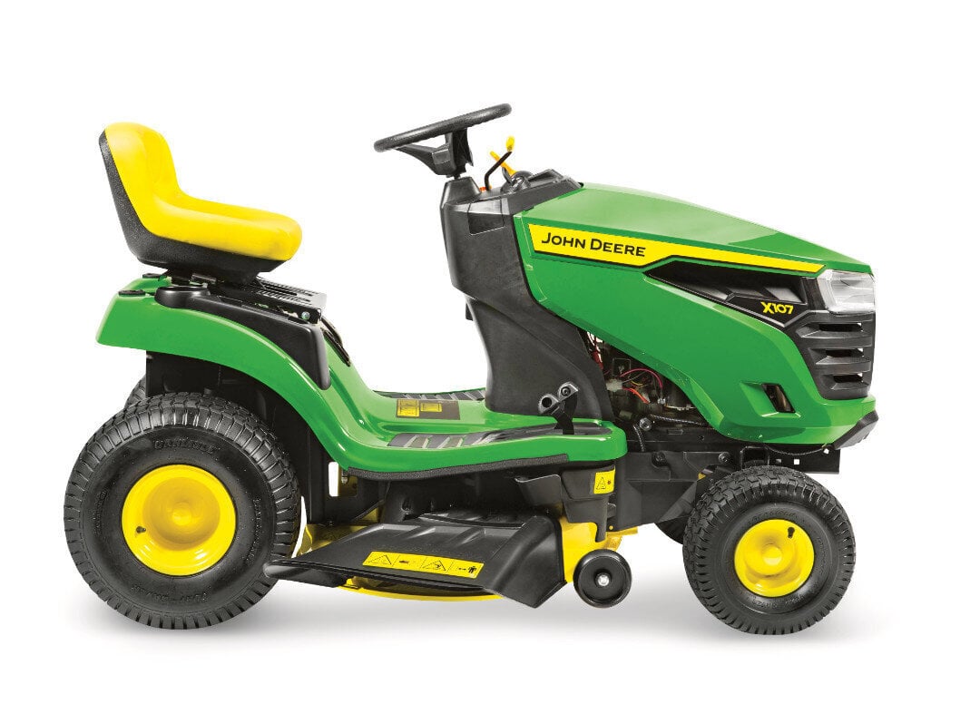 Hüdrostaatilise käigukastiga murutraktor JOHN DEERE X107 MY21, 4000m2 цена и информация | Murutraktorid | kaup24.ee