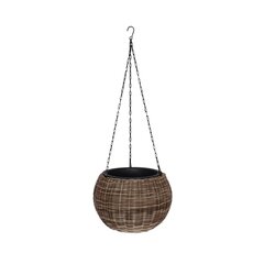 Lilleampel WICKER D32xH22cm, plastikpunutis, värvus: beež hind ja info | Dekoratiivsed lillepotid | kaup24.ee