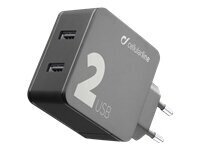 CELLULARLINE CHARGER 2USB 12W 12W BLACK hind ja info | Telefoni kaaned, ümbrised | kaup24.ee