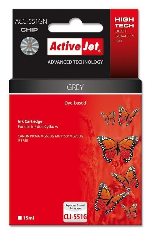 ActiveJet ink ACC-551GN Canon CLI-551G Grey цена и информация | Tindiprinteri kassetid | kaup24.ee