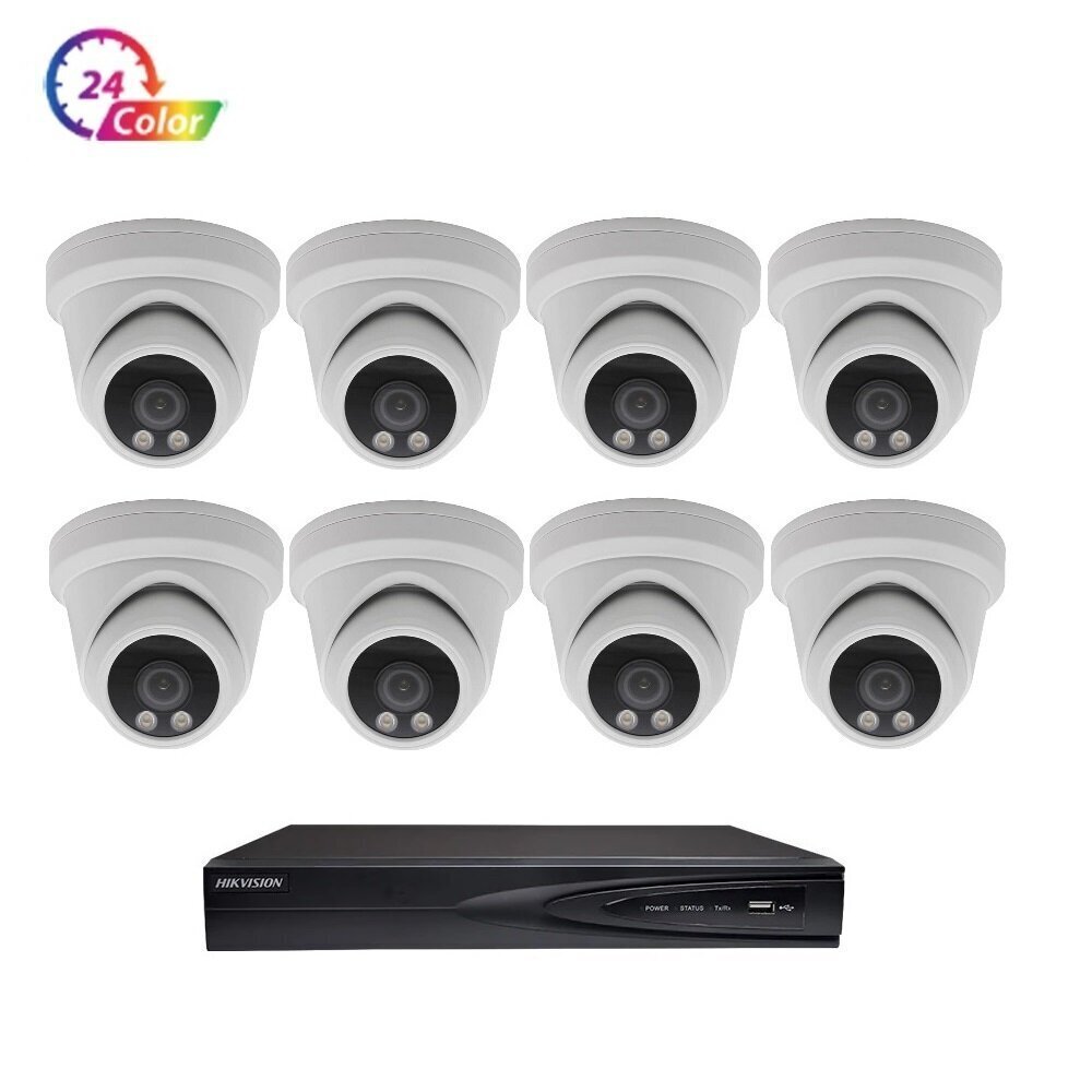 Valvekaamera 5 MP Dome VAI2347HK 24 Color värviline öönägemine + Hikvision NVR 7608 komplekt цена и информация | Valvekaamerad | kaup24.ee