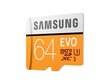 Mälukaart Samsung EVO microSDXC 64GB UHS-I U3 (60MB/s/100MB/s) hind ja info | Mobiiltelefonide mälukaardid | kaup24.ee