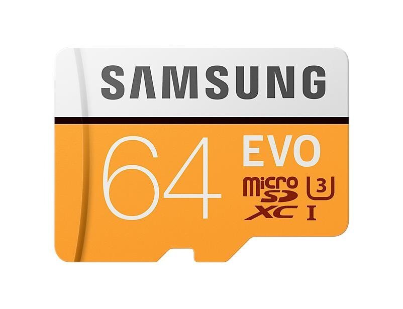 Mälukaart Samsung EVO microSDXC 64GB UHS-I U3 (60MB/s/100MB/s) цена и информация | Mobiiltelefonide mälukaardid | kaup24.ee