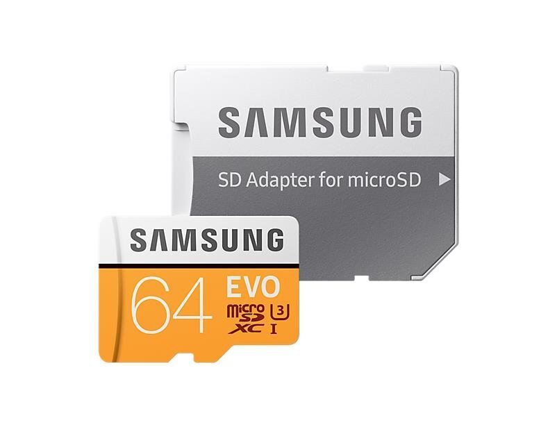 Mälukaart Samsung EVO microSDXC 64GB UHS-I U3 (60MB/s/100MB/s) hind ja info | Mobiiltelefonide mälukaardid | kaup24.ee