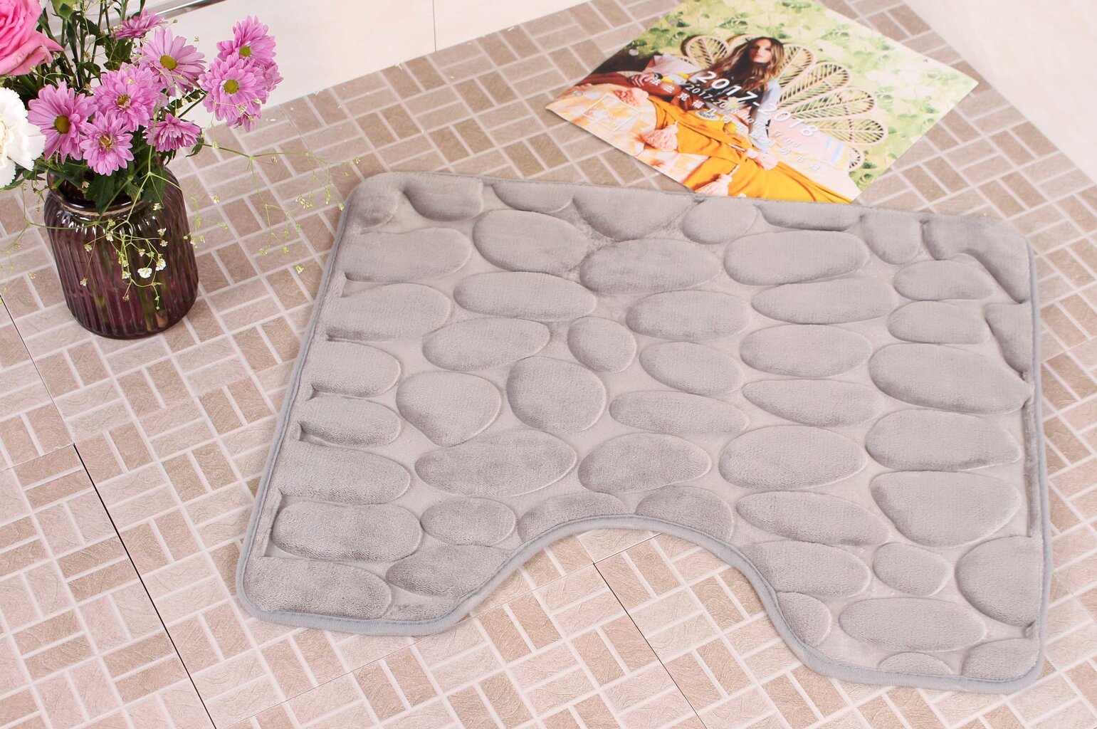 Vannitoavaip Memory foam "Benedomo" Grey, 50x60 cm hind ja info | Vannitoa sisustuselemendid ja aksessuaarid | kaup24.ee