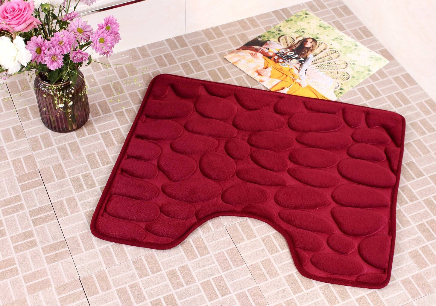 Vannitoavaip Memory foam "Benedomo" Burgundy, 50x60 cm hind ja info | Vannitoa sisustuselemendid ja aksessuaarid | kaup24.ee