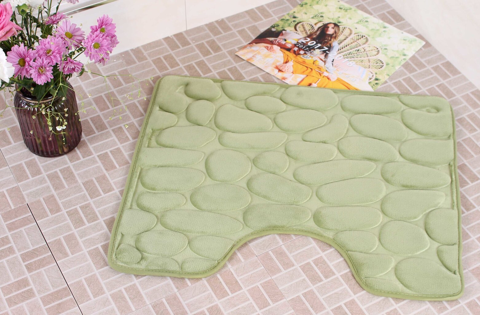 Vannitoavaip Memory foam "Benedomo" Green, 50x60 cm цена и информация | Vannitoa sisustuselemendid ja aksessuaarid | kaup24.ee