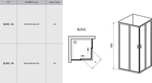 Dušikabiin Blix BLRV2, Ravak, Mõõdud: 90x90, Klaas: Transparent hind ja info | Dušikabiinid | kaup24.ee