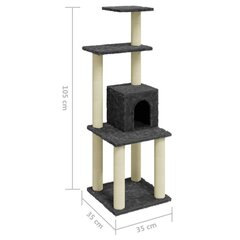 vidaXL Kassikraabits koos sisalalustega, tumehall, 105cm hind ja info | Kassi kraapimispuud | kaup24.ee