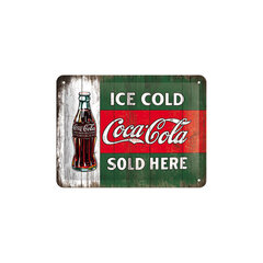 Metallplaat 15x20cm / Coca-Cola Ice cold sold here hind ja info | Sisustuselemendid | kaup24.ee