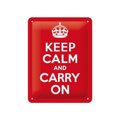 Metallplaat 15x20cm / Keep calm and carry on цена и информация | Детали интерьера | kaup24.ee