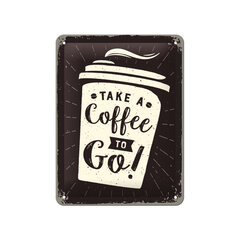 Metallplaat 15x20cm / Take a Coffee To Go цена и информация | Детали интерьера | kaup24.ee