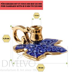 Keraamiline küünlajalg "Leht kullaga" sinine hind ja info | Kiriku varustus | kaup24.ee