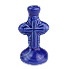 Keraamiline küünlajalg "Väike rist" sinine hind ja info | Kiriku varustus | kaup24.ee