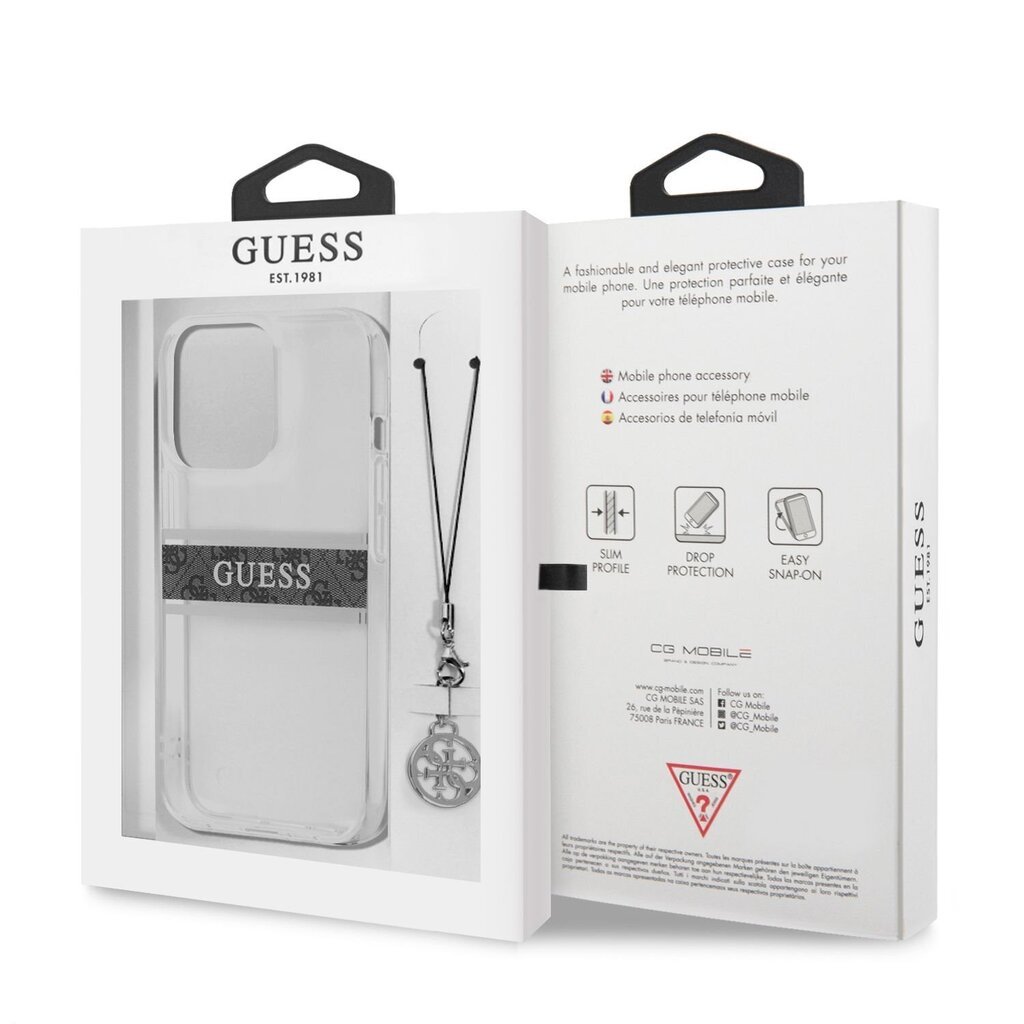 GUHCP13LKB4GGR Guess PU/TPU 4G Grey Stripe Case for iPhone 13 Pro Transparent цена и информация | Telefoni kaaned, ümbrised | kaup24.ee