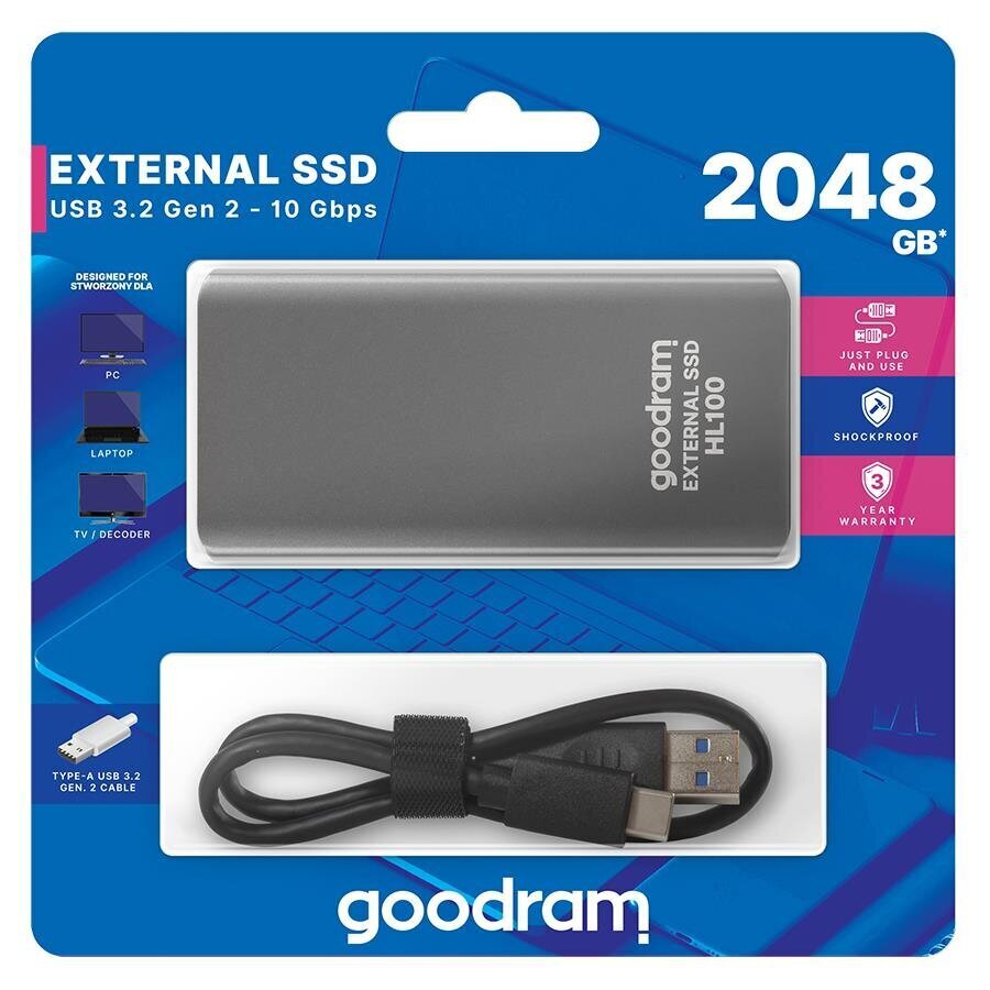 Goodram SSDPR-HL100-02T hind ja info | Sisemised kõvakettad (HDD, SSD, Hybrid) | kaup24.ee