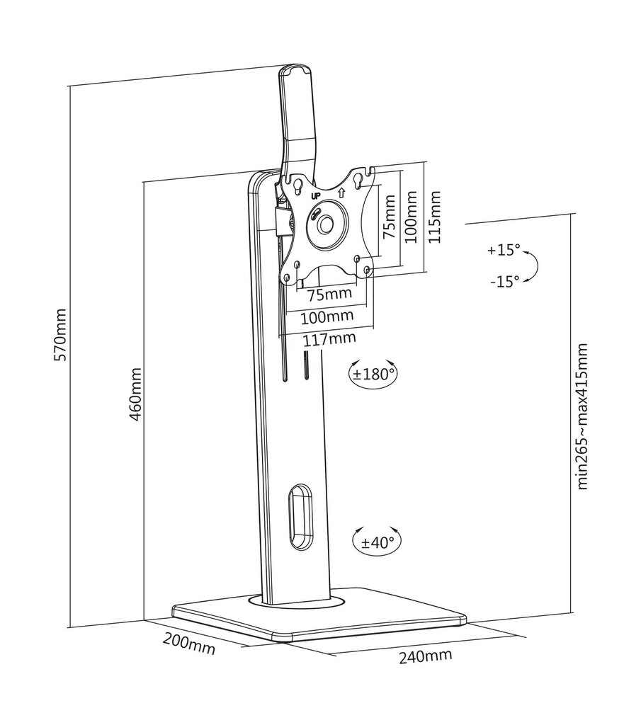 Deltaco Office ARM-0310, Vesa 75x75, 100x100, 17-32" цена и информация | Monitori hoidjad | kaup24.ee