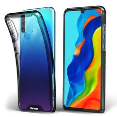 Противоударный чехол Moozy Xframe для Huawei P30 Lite – Двухцветный прозрачный гибридный чехол с черным амортизирующим ободком из ТПУ цена и информация | Чехлы для телефонов | kaup24.ee