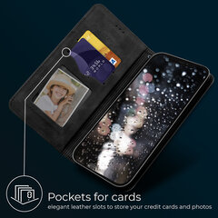 Флип-чехол Moozy для iPhone 12, iPhone 12 Pro цвета черного мрамора – магнитный откидной футляр в стиле ретро-бумажника с держателем для карт и подставкой цена и информация | Чехлы для телефонов | kaup24.ee