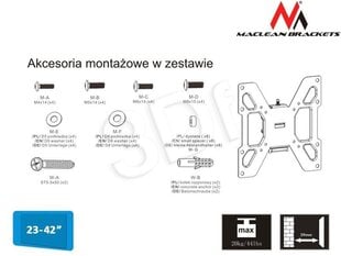 Maclean - MC-597 17-37 vesa 200x200 20kg reg uchwyt do monitora TV цена и информация | Кронштейны и крепления для телевизоров | kaup24.ee