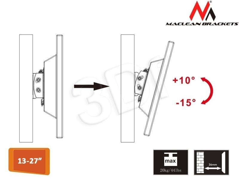 Maclean - MC-596 13-23 vesa 100x100 20kg reg uchwyt do monitora TV hind ja info | Teleri seinakinnitused ja hoidjad | kaup24.ee