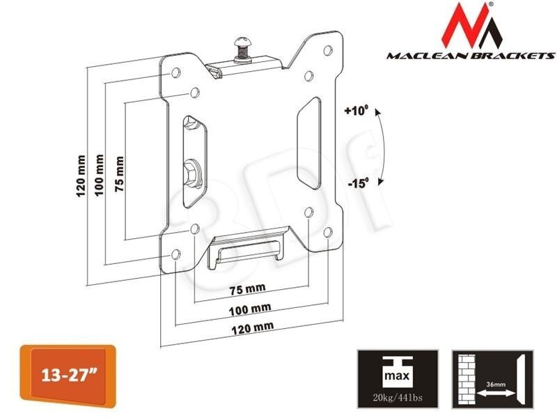 Maclean - MC-596 13-23 vesa 100x100 20kg reg uchwyt do monitora TV цена и информация | Teleri seinakinnitused ja hoidjad | kaup24.ee