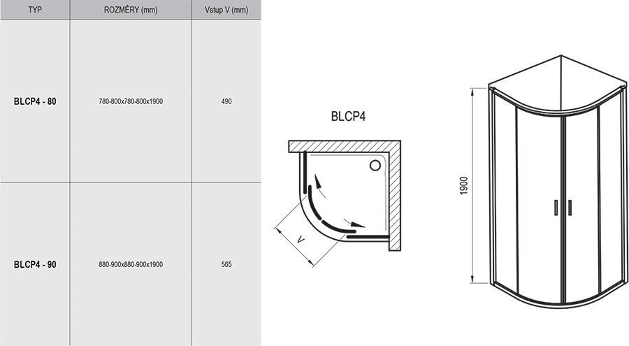 Dušikabiin Blix BLCP4, Ravak, Mõõdud: 90x90, Klaas: Transparent hind ja info | Dušikabiinid | kaup24.ee