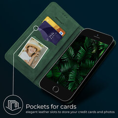 Флип-чехол Moozy для iPhone SE 2020, iPhone 8, iPhone 7 цвета зеленого мрамора – магнитный откидной футляр в стиле ретро-бумажника с держателем для карт и подставкой цена и информация | Чехлы для телефонов | kaup24.ee