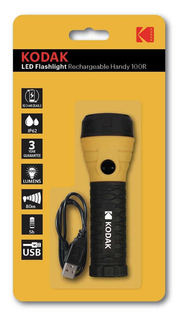 Kodak LED taskulamp Handy 100lm, USB toitel laetav hind ja info | Taskulambid, prožektorid | kaup24.ee