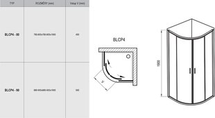 Dušikabiin Blix BLCP4, Ravak, Mõõdud: 80x80 Klaas: Grape цена и информация | Душевые кабины | kaup24.ee