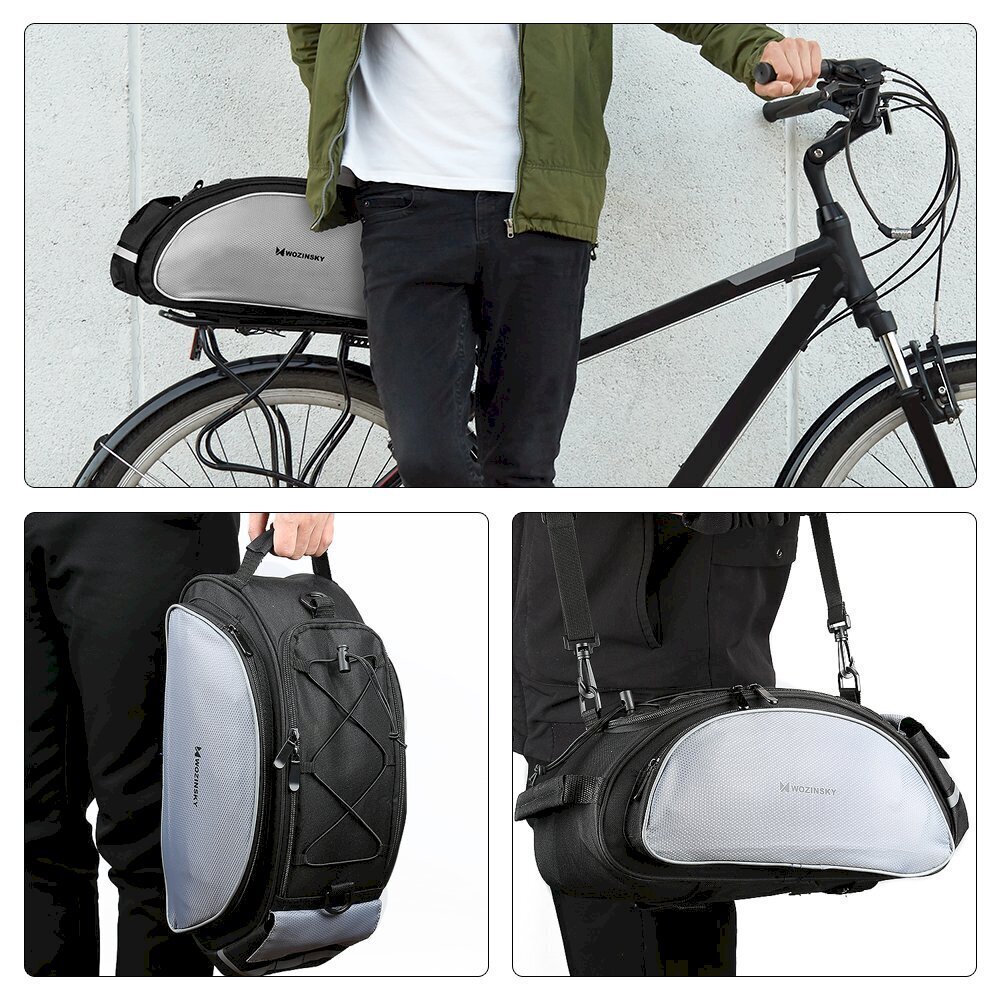 Wozinsky Bicycle Bike Pannier Bag Tagumise pakiraami peale kott õlarihmaga 13L must (WBB1BK) цена и информация | Rattakotid ja telefonikotid | kaup24.ee