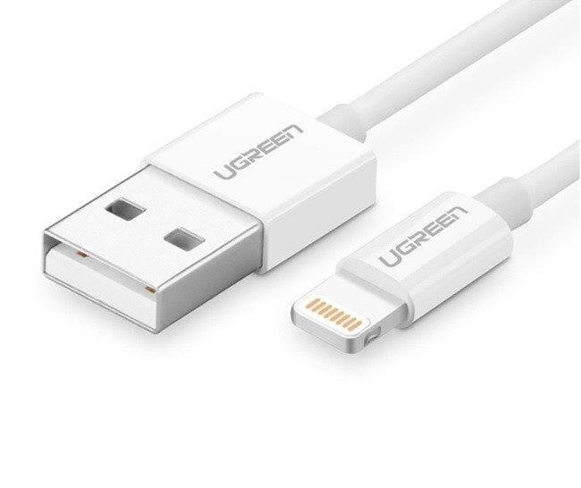 Ugreen USB – Lightning MFI kaabel 1m 2,4A valge (20728) hind ja info | Mobiiltelefonide kaablid | kaup24.ee