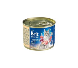 Brit Premium by Nature Chicken with Beef konserv kassidele 200g hind ja info | Konservid kassidele | kaup24.ee