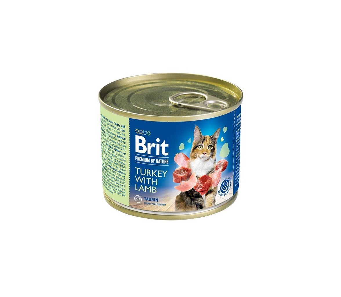 Brit Premium by Nature Turkey with Lamb konserv kassidele 200g hind ja info | Konservid kassidele | kaup24.ee