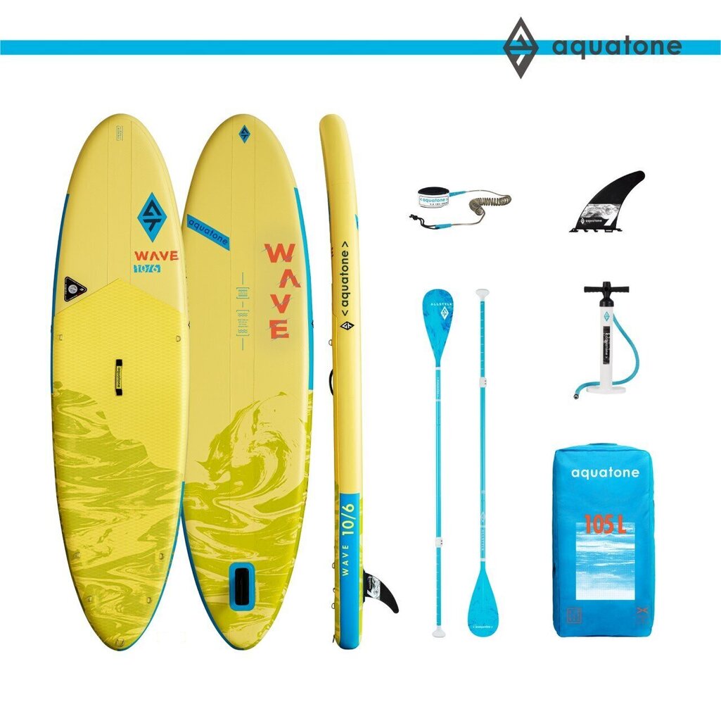 Täispuhutav aerusurfi laud Aquatone Wave 2022, 320 cm, kollane hind ja info | Veesport | kaup24.ee