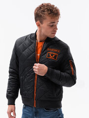 Утепленная мужская куртка-бомбер Ombre C357 чёрная цена и информация | Мужские куртки | kaup24.ee