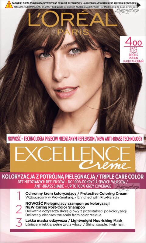 Juuksevärv L´Oreal Paris Excellence Creme Hair Color 400 Brown цена и информация | Juuksevärvid | kaup24.ee