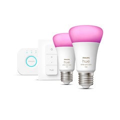 Philips Hue White and Color ambiance stardikomplekt 2x E27 1100lm A60 + sild + lüliti цена и информация | Лампочки | kaup24.ee