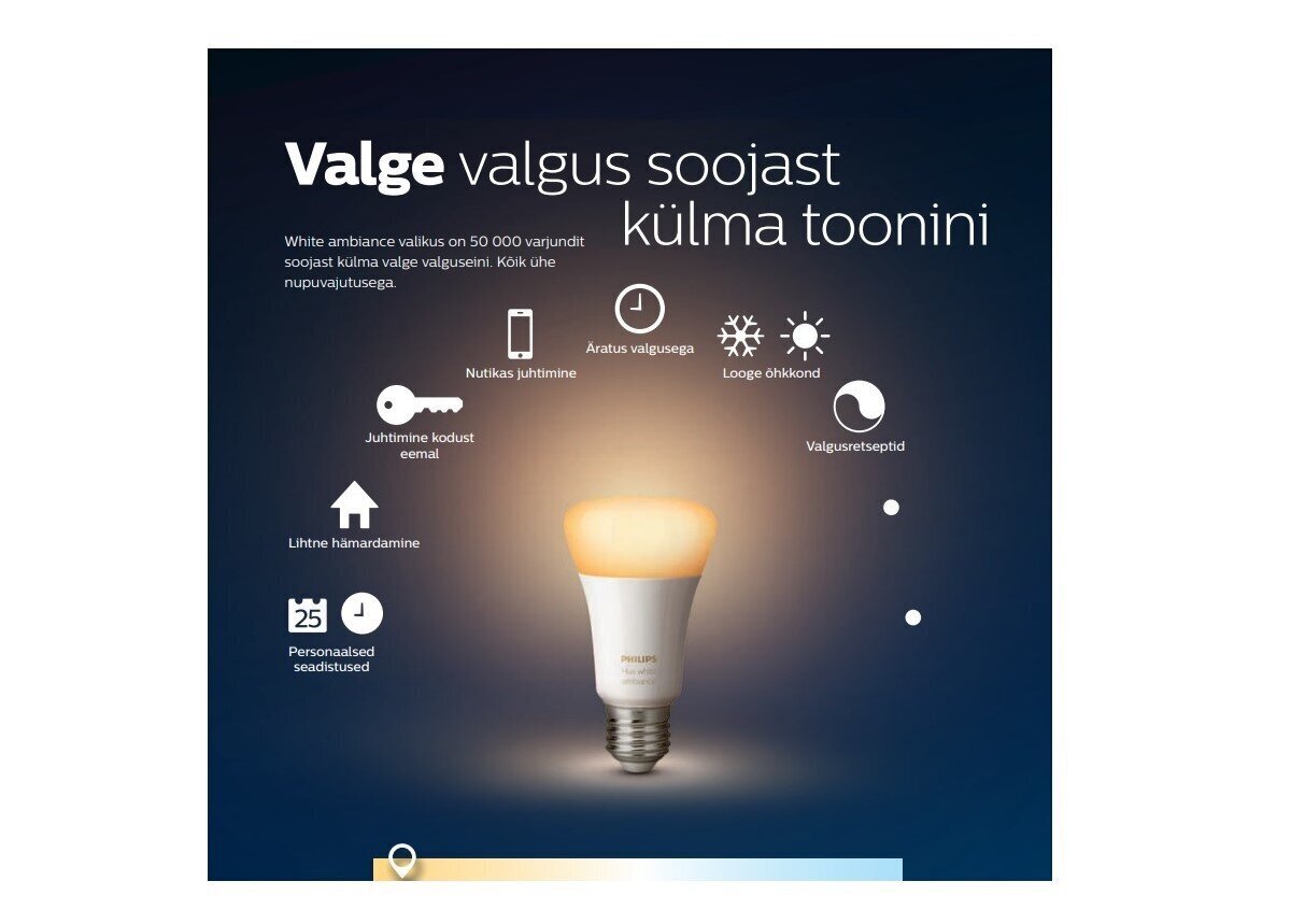 Philips Hue White Ambiance stardikomplekt 2 x E27 hind ja info | Lambipirnid, lambid | kaup24.ee