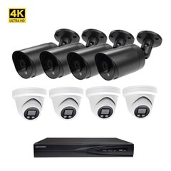 Valvekaamra 8MP Bullet/Dome VAI2385HKB/2085HKW + Hikvision NVR 7608 komplekt hind ja info | Valvekaamerad | kaup24.ee