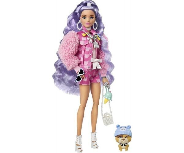 Nukk Barbie Extra lillade juustega цена и информация | Tüdrukute mänguasjad | kaup24.ee