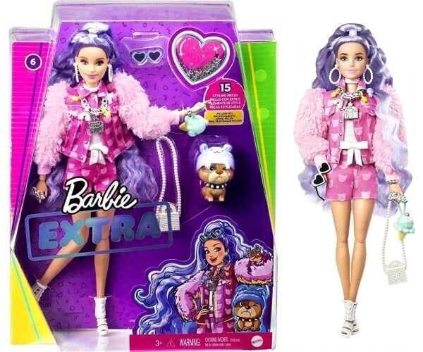 Nukk Barbie Extra lillade juustega цена и информация | Tüdrukute mänguasjad | kaup24.ee
