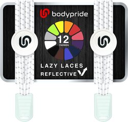 Bodypride круглые резиновые шнурки, со светоотражателем, белые, 120 см цена и информация | Уход за одеждой и обувью | kaup24.ee