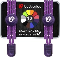 Bodypride круглые резиновые шнурки, со светоотражателем, фиолетовые, 120 см цена и информация | Уход за одеждой и обувью | kaup24.ee